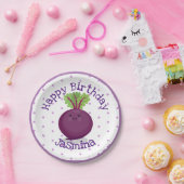 Niedliche lila Rübenanschauung Cartoon Pappteller (Party)