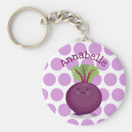 Niedliche lila Rübenanschauung Cartoon Schlüsselanhänger