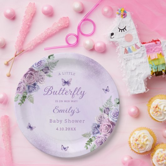 Niedliche lila Schmetterlingswache Pappteller (Party)