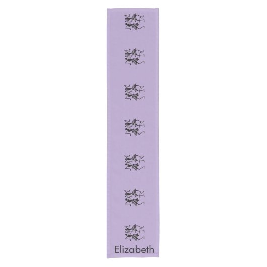 Niedliche Lila, schwarze Silhouette Kurzer Tischläufer (Vorderseite)