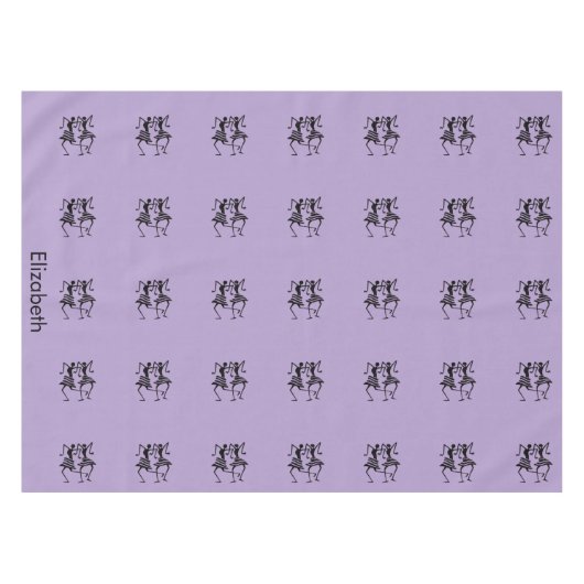 Niedliche Lila, schwarze Silhouette Tischdecke (Vorderseite (Horizontal))