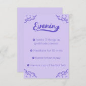 Niedliche Lila Script-Mindful-Abend-Routine-Karte Einladung (Vorne/Hinten)