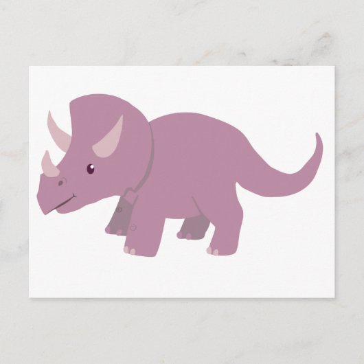 Niedliche Lila Triceratops (Baby Torosaurus) Postkarte (Vorderseite)