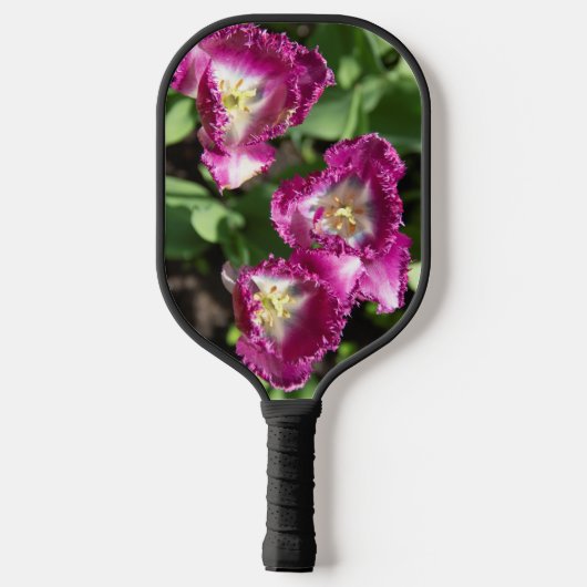 Niedliche lila Tulpen im Garten Pickleball Schläger (Rückseite)