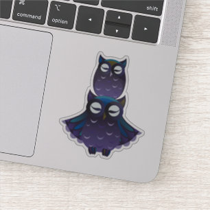 Niedliche lila und blaue Staplungseulen Aufkleber