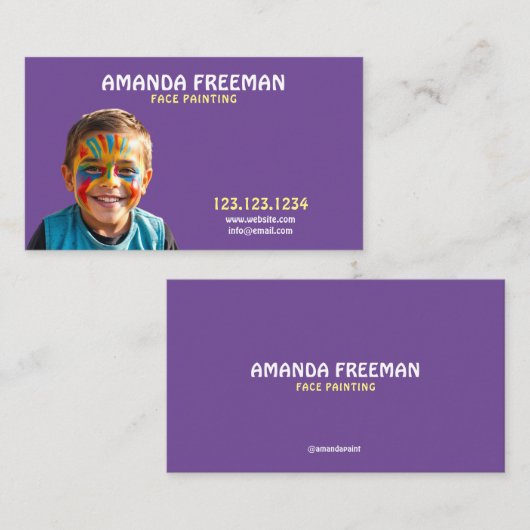 Niedliche Lila und gelbe Gesichtsfarbe Visitenkarte (Vorne/Hinten)