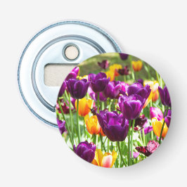 Niedliche lila und gelbe Tulpen Flaschenöffner