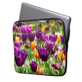 Niedliche lila und gelbe Tulpen Laptopschutzhülle (Vorderseite Links)