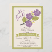 Niedliche, Lila und grüne Babydusche Einladung (Vorne/Hinten)