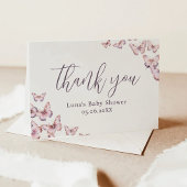 Niedliche Lila und rosa Schmetterlingsdusche gekla Dankeskarte