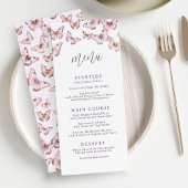 Niedliche Lila und rosa Schmetterlingsdusche Menükarte