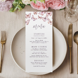 Niedliche Lila und rosa Schmetterlingsdusche Menükarte