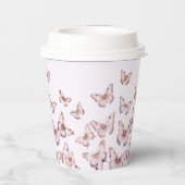 Niedliche Lila und rosa Schmetterlingsdusche Pappbecher (Rückseite)