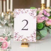 Niedliche Lila und rosa Schmetterlingsdusche Tischnummer