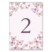 Niedliche Lila und rosa Schmetterlingsdusche Tischnummer (Vorderseite)