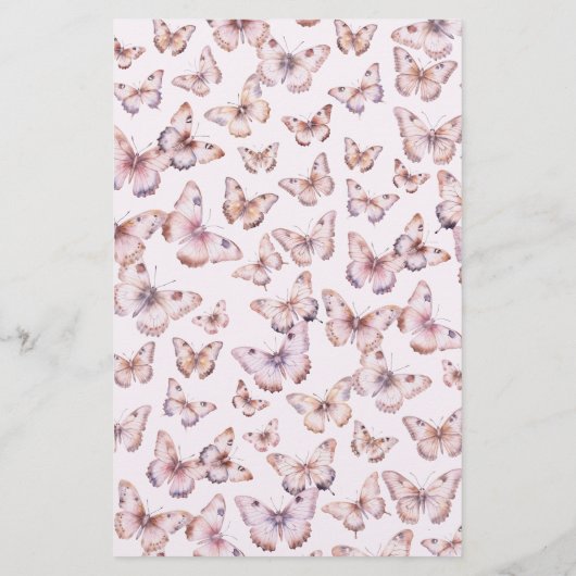 Niedliche Lila und rosafarbene Schmetterlingskarte (Rückseite)