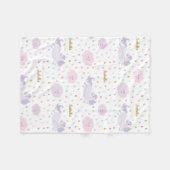 Niedliche Lila Unicorn Girl's Personalisiert Fleecedecke (Vorderseite (Horizontal))