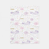 Niedliche Lila Unicorn Girl's Personalisiert Fleecedecke (Vorderseite)