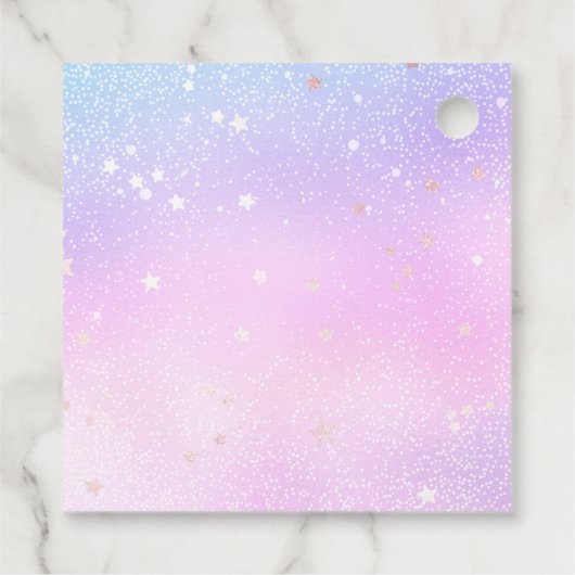 Niedliche Lila Unicorn Rainbow Starry Sky Vielen D Geschenkanhänger (Rückseite)