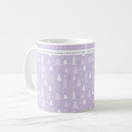 Niedliche Lila Weihnachtsbäume Personalisiert Kaffeetasse (Vorderseite Links)