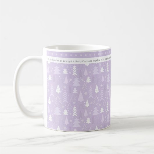 Niedliche Lila Weihnachtsbäume Personalisiert Kaffeetasse (Links)