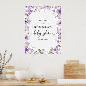 Niedliche Lilac Wildblumen Babydusche Begrüßungspo Poster (Küche)
