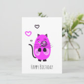 Niedliche Lilatkatze Feiertagskarte (Stehend Vorderseite)