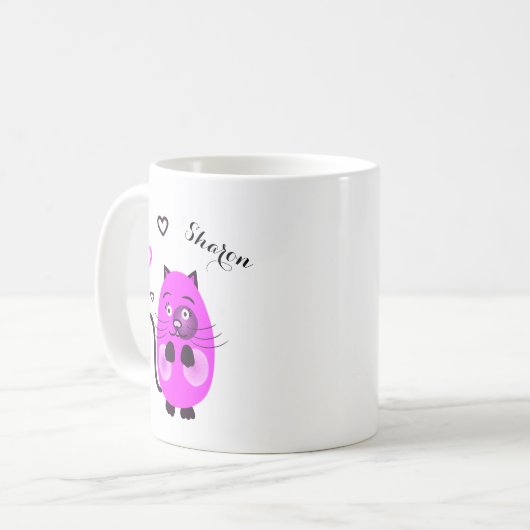 Niedliche Lilatkatze Kaffeetasse (Vorderseite Links)