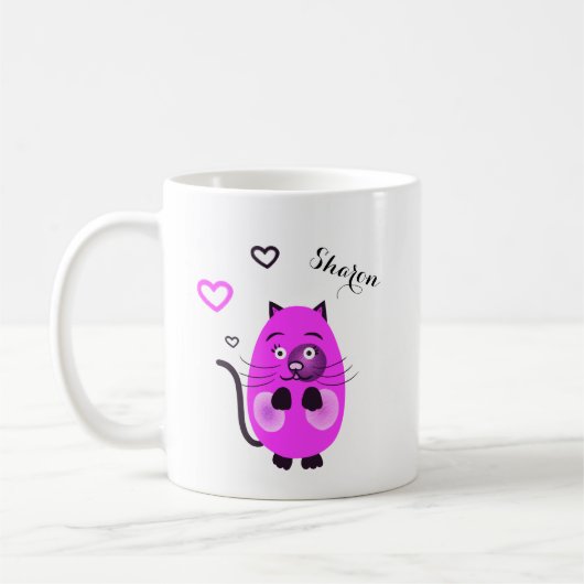 Niedliche Lilatkatze Kaffeetasse (Links)