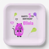 Niedliche Lilatkatze Pappteller (Vorderseite)