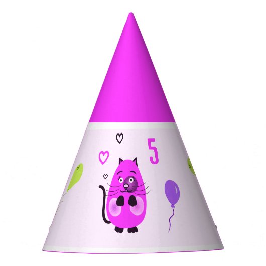 Niedliche Lilatkatze Partyhütchen (Vorderseite)
