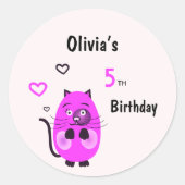 Niedliche Lilatkatze Runder Aufkleber (Vorderseite)