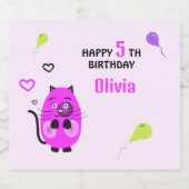 Niedliche Lilatkatze Schaumweinetikett (Einzelnes Label)