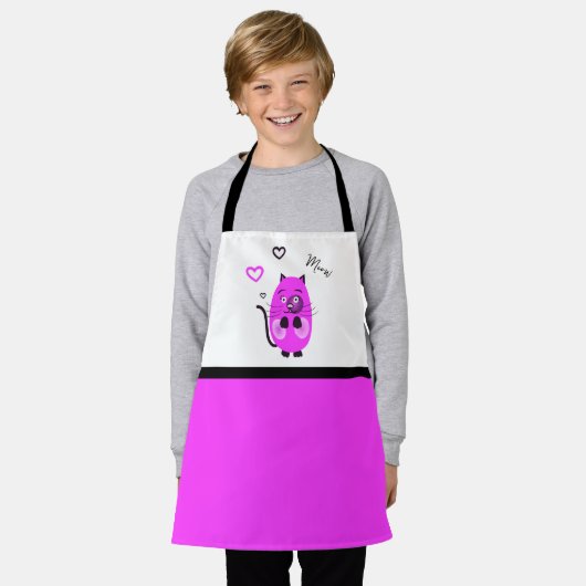 Niedliche Lilatkatze Schürze (Getragen)