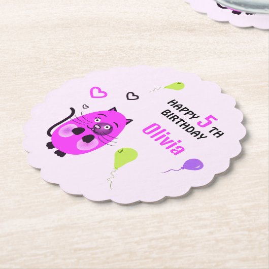 Niedliche Lilatkatze Untersetzer (angewinkelt)