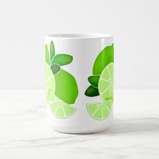 Niedliche Limes Limone Scheiben Sonniges Zitrusmus Kaffeetasse (Mittel)
