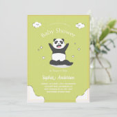 Niedliche Limone Panda Baby Dusche - bestellbare B Einladung (Stehend Vorderseite)