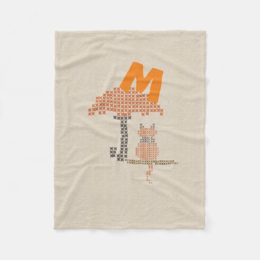 Niedliche Linen Schau Kat Schirm Mit Monogramm Dec Fleecedecke (Vorderseite)