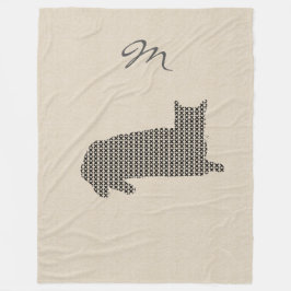 Niedliche Linen sehen schwarze Katzenmonogramm Fleecedecke