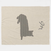 Niedliche Linen sehen schwarze Katzenmonogramm Fleecedecke (Vorderseite (Horizontal))