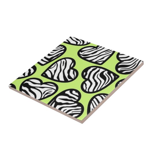 Niedliche Linse Schwarz-weißes Zebramuster Herz Fliese (Seite)