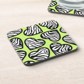 Niedliche Linse Schwarz-weißes Zebramuster Herz Getränkeuntersetzer (Linke Seite)