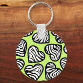 Niedliche Linse Schwarz-weißes Zebramuster Herz Schlüsselanhänger (Vorderseite)