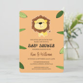 Niedliche Lion Baby Dusche Thema Einladung (Stehend Vorderseite)