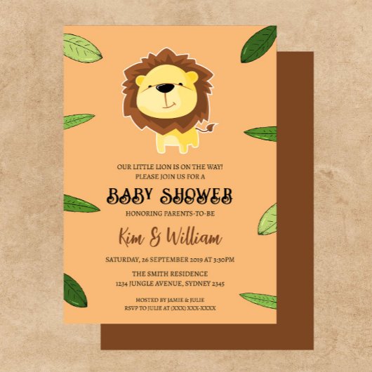 Niedliche Lion Baby Dusche Thema Einladung