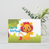 Niedliche Lion Cub Geburtstagsparty Einladung (Stehend Vorderseite)