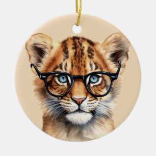 Niedliche Lion Cub Tragebrille Keramik Ornament