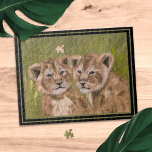 Niedliche Lion Cubs Jungle Animal Jigsaw Puzzle<br><div class="desc">Niedlichen Löwen-Twin-Puzzle. Ideal für Kinder jeden Alters,  die Liebe Löwen</div>