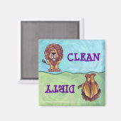Niedliche Lion Dirty Clean Geschirrspülmaschine Ma Magnet (Vorderseite/Rückseite)