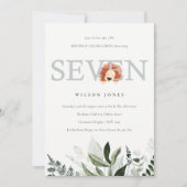 Niedliche Lion Foliage 7. Geburtstagsparty Dankeskarte (Vorderseite)